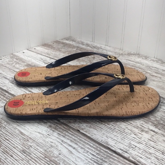 michael kors jet set jelly flip flops black